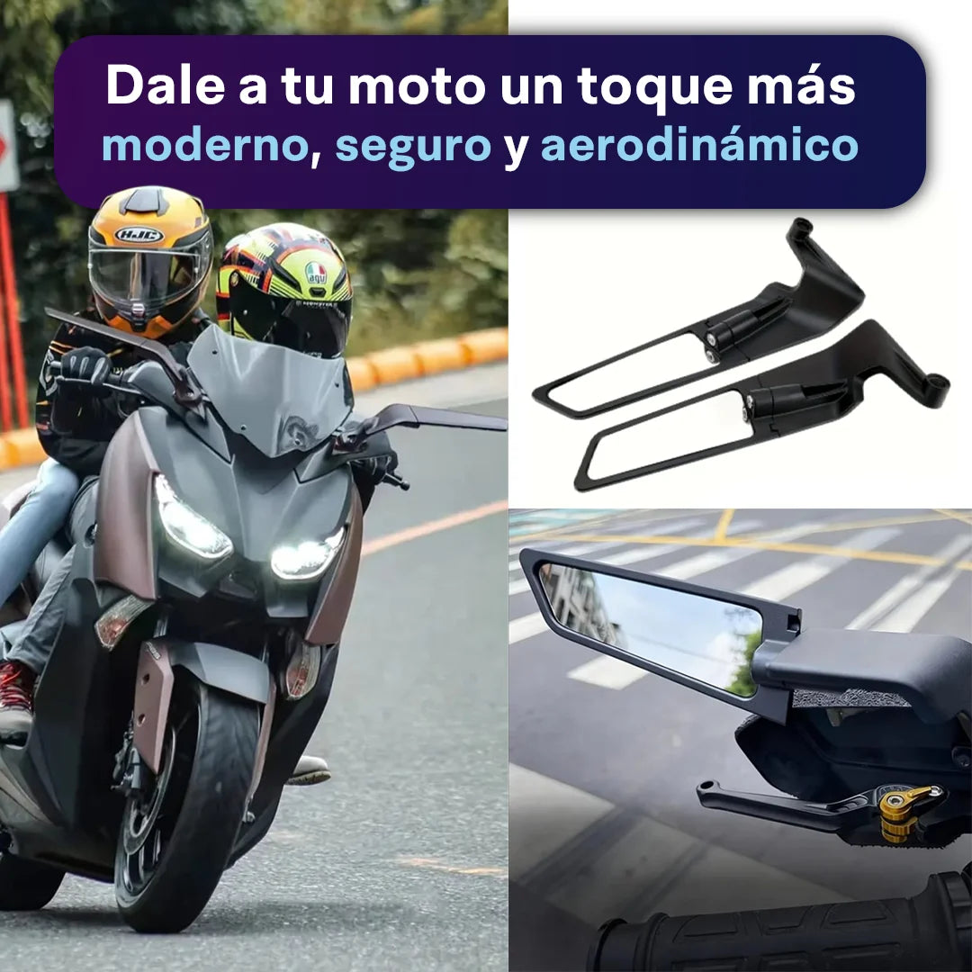 🏍️ Espejos Retrovisores Plegables Tipo Wing - Premium 180°🏍️💯