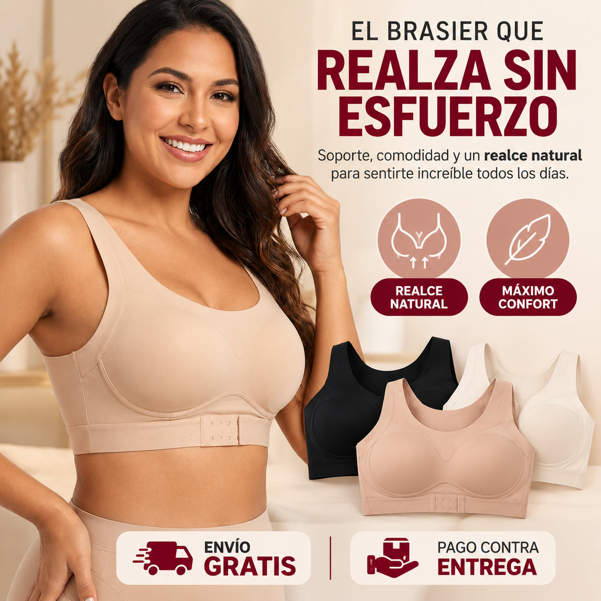 Brasier de silueta natural efecto push-up cómodo